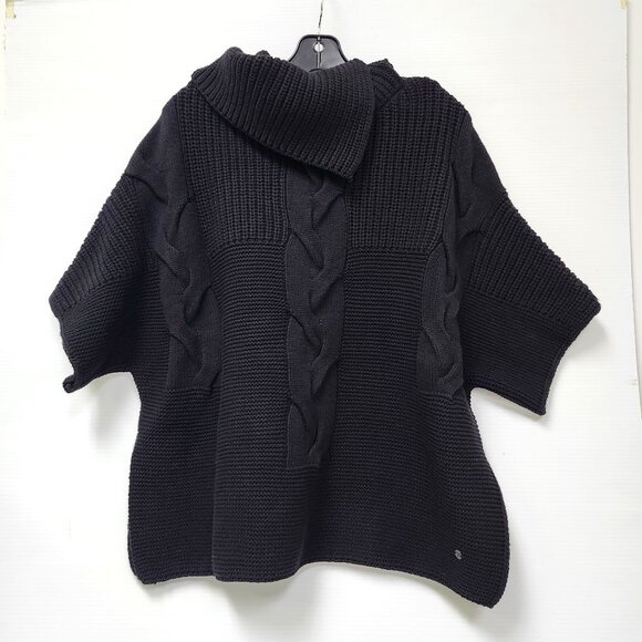Monari Women's Black Knit Short-Sleeved Sweater W/Split Cowl Neck Size 6 - Picture 1 of 7